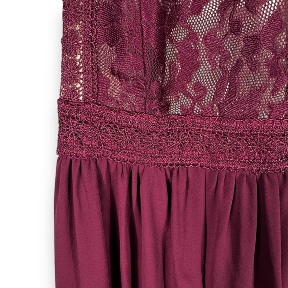 Lulu's Forever & Always Lace Bodice Tulle Maxi Dress, Burgundy, Size Small - Picture 6 of 16
